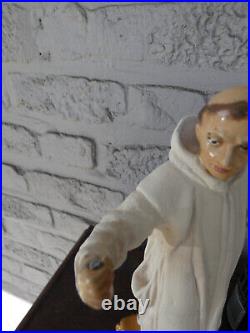 Antique Saint Bruno ceramic chalk statue figurine religious
