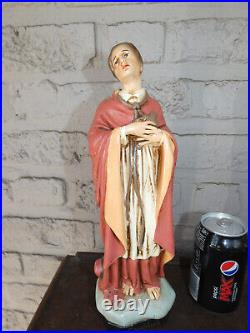 Antique Saint Carolus borromeus ceramic chalk statue figurine religious