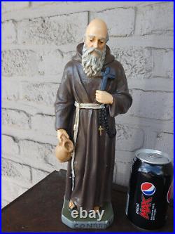 Antique Saint Conrad of constance ceramic chalk statue figurine religious