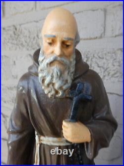 Antique Saint Conrad of constance ceramic chalk statue figurine religious