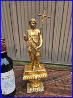Antique Saint John baptist sculpture statue wood gold gilt 19thc religious
