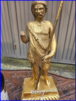 Antique Saint John baptist sculpture statue wood gold gilt 19thc religious