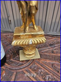 Antique Saint John baptist sculpture statue wood gold gilt 19thc religious