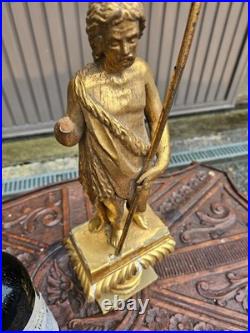 Antique Saint John baptist sculpture statue wood gold gilt 19thc religious