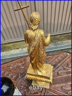 Antique Saint John baptist sculpture statue wood gold gilt 19thc religious