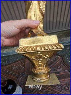 Antique Saint John baptist sculpture statue wood gold gilt 19thc religious
