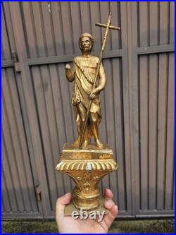 Antique Saint John baptist sculpture statue wood gold gilt 19thc religious