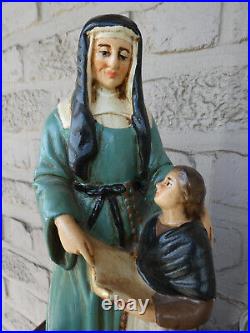 Antique Saint Louise de Marillac eramic chalk statue figurine religious