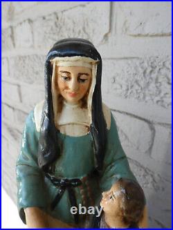 Antique Saint Louise de Marillac eramic chalk statue figurine religious