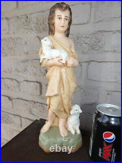 Antique Saint john baptist ceramic chalk statue figurine religious