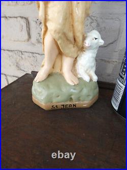 Antique Saint john baptist ceramic chalk statue figurine religious