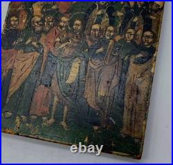 Antique Saints Icon Cathedral 19th Century Wood Panel 5.1x3.9 Religious Art Antique Saints Icon Cathedral 19th Century Wood Panel 5.1x3.9 Religious Art