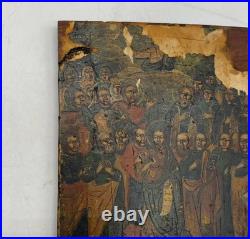 Antique Saints Icon Cathedral 19th Century Wood Panel 5.1x3.9 Religious Art Antique Saints Icon Cathedral 19th Century Wood Panel 5.1x3.9 Religious Art