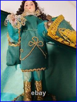 Antique Santo Nino Religious Statue / Doll On Wood Pedestal Base