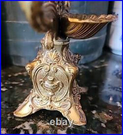 Antique Sculptural Holy Water Stand Gilt Bronze Exceptional Detail Relig Icons