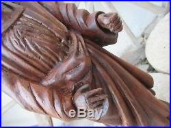 Antique Sculpture Christ Sacred Art Wood Carving Handmade Religious Statues