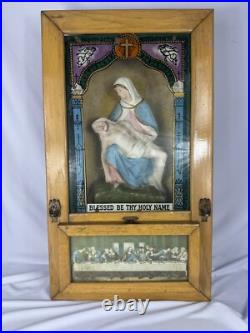 Antique Shadowbox Sick Call Box Home Prayer Box -Vintage Religious Collectible Antique Shadowbox Sick Call Box Home Prayer Box -Vintage Religious Collectible