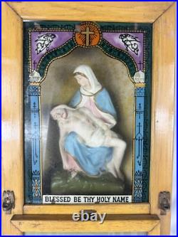 Antique Shadowbox Sick Call Box Home Prayer Box -Vintage Religious Collectible Antique Shadowbox Sick Call Box Home Prayer Box -Vintage Religious Collectible