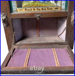 Antique Shadowbox Sick Call Box Home Prayer Box -Vintage Religious Collectible