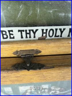 Antique Shadowbox Sick Call Box Home Prayer Box -Vintage Religious Collectible