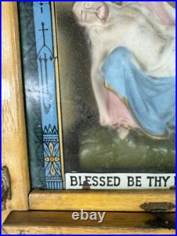 Antique Shadowbox Sick Call Box Home Prayer Box -Vintage Religious Collectible Antique Shadowbox Sick Call Box Home Prayer Box -Vintage Religious Collectible