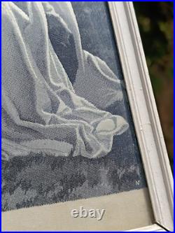 Antique Silk Embroidery Madonna and Child Angels Framed Religious Art vintage