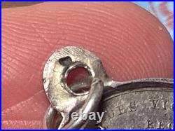 Antique Silver Miraculous Medal Religious 1800's Our Lady Victory Christ