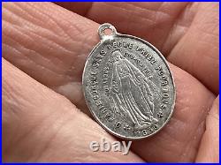 Antique Silver Miraculous Medal trefoils vachette 1800's. Religious