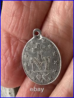 Antique Silver Miraculous Medal trefoils vachette 1800's. Religious