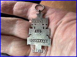 Antique Silver Religious Papal Cross Medal (dated 1890)