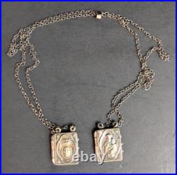 Antique Silver Scapular Vintage Religious Artifact Antique Silver Scapular Vintage Religious Artifact