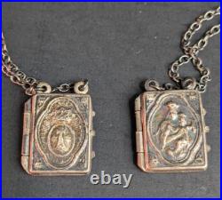 Antique Silver Scapular Vintage Religious Artifact Antique Silver Scapular Vintage Religious Artifact