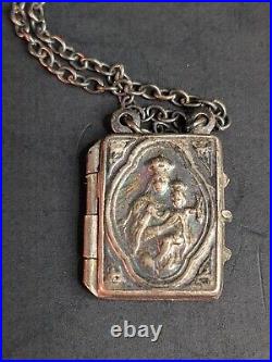 Antique Silver Scapular Vintage Religious Artifact Antique Silver Scapular Vintage Religious Artifact