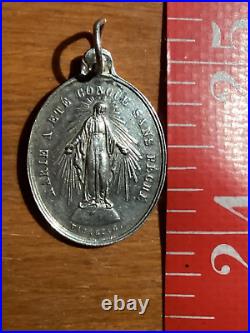 Antique Silver Vachette Medal Virgin conceived without sin. 1800's religious
