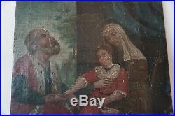 Antique Spanish Colonial 19th C Painting on Canvas