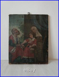 Antique Spanish Colonial 19th C Painting on Canvas