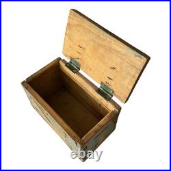 Antique Spanish Colonial Green Painted Religious Lion Wooden Storage Box Antique Spanish Colonial Green Painted Religious Lion Wooden Storage Box