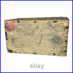 Antique Spanish Colonial Green Painted Religious Lion Wooden Storage Box Antique Spanish Colonial Green Painted Religious Lion Wooden Storage Box