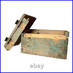 Antique Spanish Colonial Green Painted Religious Lion Wooden Storage Box Antique Spanish Colonial Green Painted Religious Lion Wooden Storage Box