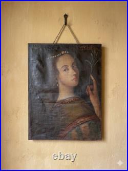 Antique Spanish Colonial Oil Painting Santa Susana Virgin Martyr Original