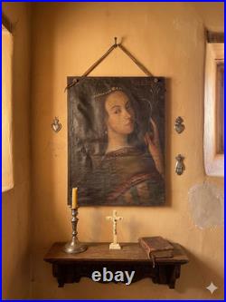 Antique Spanish Colonial Oil Painting Santa Susana Virgin Martyr Original