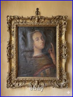 Antique Spanish Colonial Oil Painting Santa Susana Virgin Martyr Original