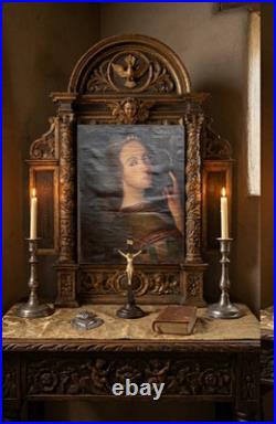 Antique Spanish Colonial Oil Painting Santa Susana Virgin Martyr Original