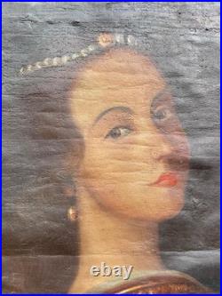 Antique Spanish Colonial Oil Painting Santa Susana Virgin Martyr Original
