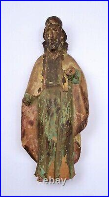 Antique Spanish Colonial Wood Carved Carving Statue Santo Religious Figure Saint