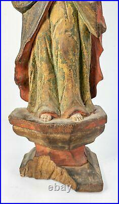 Antique Spanish Portuguese Colonial Carved Wood Christ Jesus Religious Icon