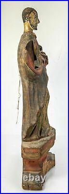 Antique Spanish Portuguese Colonial Carved Wood Christ Jesus Religious Icon