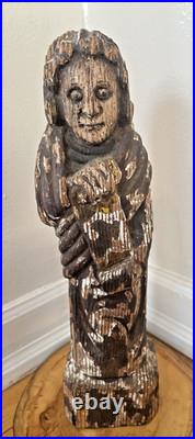 Antique Spanish Santos Hand Carved Wood Religious Church Folk Art Statue Apostle