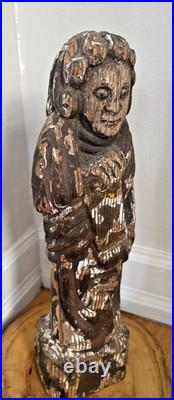 Antique Spanish Santos Hand Carved Wood Religious Church Folk Art Statue Apostle