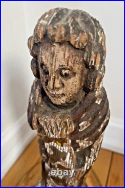 Antique Spanish Santos Hand Carved Wood Religious Church Folk Art Statue Apostle